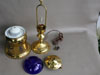 Old L&N Railroad Cast Brass and Cobalt Glass Lamp
