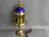 Old L&N Railroad Cast Brass and Cobalt Glass Lamp