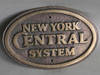 NYC New York Central Railroad Oval Train Brass Sign 